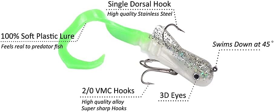 Mizugiwa 20,3 cm/20 cm 45 g Pike KY Dawg Angeln weiche Köder Köder zabder Süsswasser Curly Shad Tack