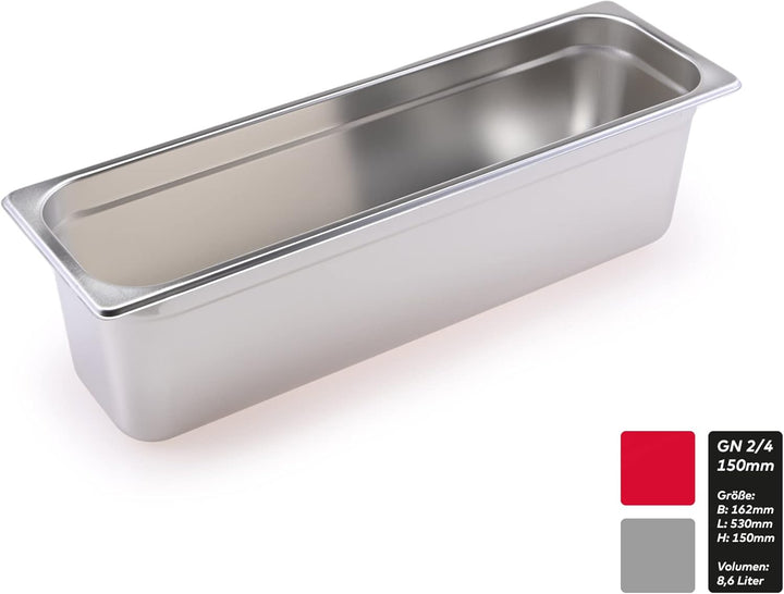 GN Behälter Gastronorm 2/4 Edelstahl (150 Millimeter)