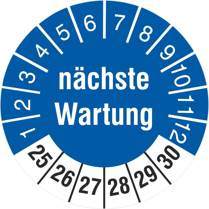 500 x Prüfplakette nächste Wartung 18 mm Prüfetiketten 2025-2030 500 18mm Durchmesser, 500 18mm Durc
