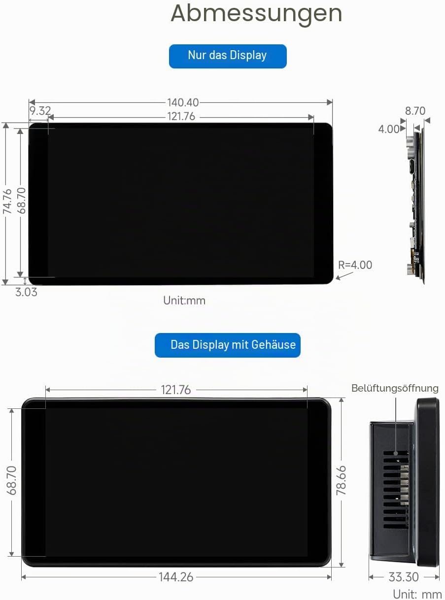 Waveshare 5.5inch 2K Capacitive Touch LCD Display Compatible with Raspberry Pi 4B/3B+/Pi 3B/Zero 2w/