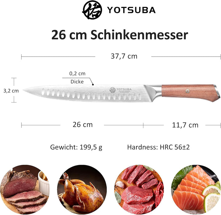YOTSUBA Fleischmesser Kochmesser, 26cm scharf Tranchiermesser, Metzgermesser profi Messer Küchenmess