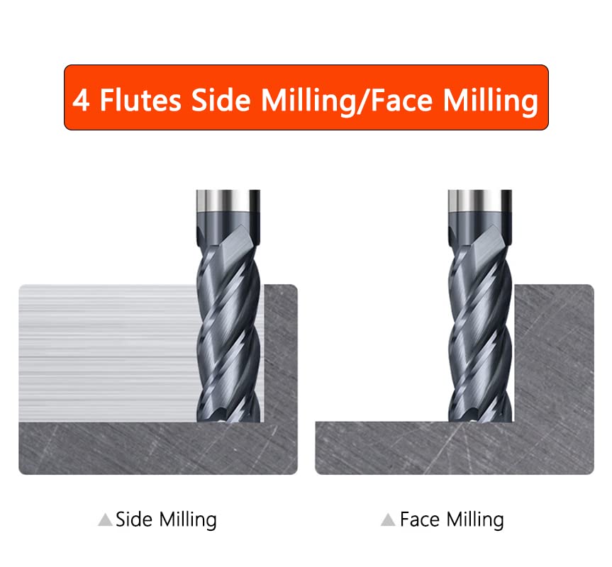 5 Stücke Hartmetall Schaftfräser 2mm, 4 Zähne/4 Schneiden, AlTiN Schwarz Beschichtung CNC Fräser, VH