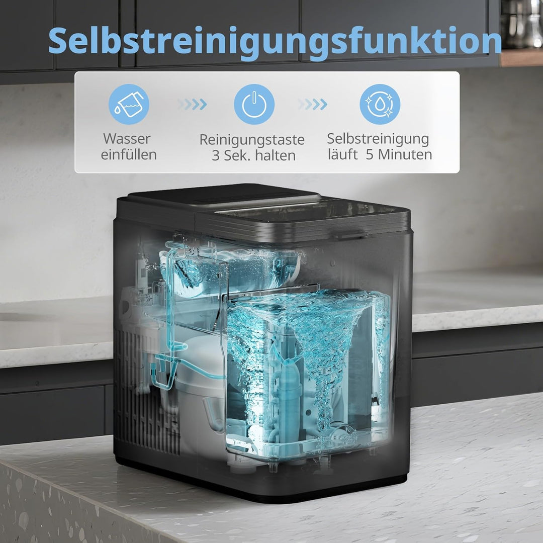 COMFEE' RCI12BL1EU(E) Eiswürfelmaschine, 8 Eiswürfel in 6 Min.,12 kg/24 Std.,1,3L Wassertank, Selbst