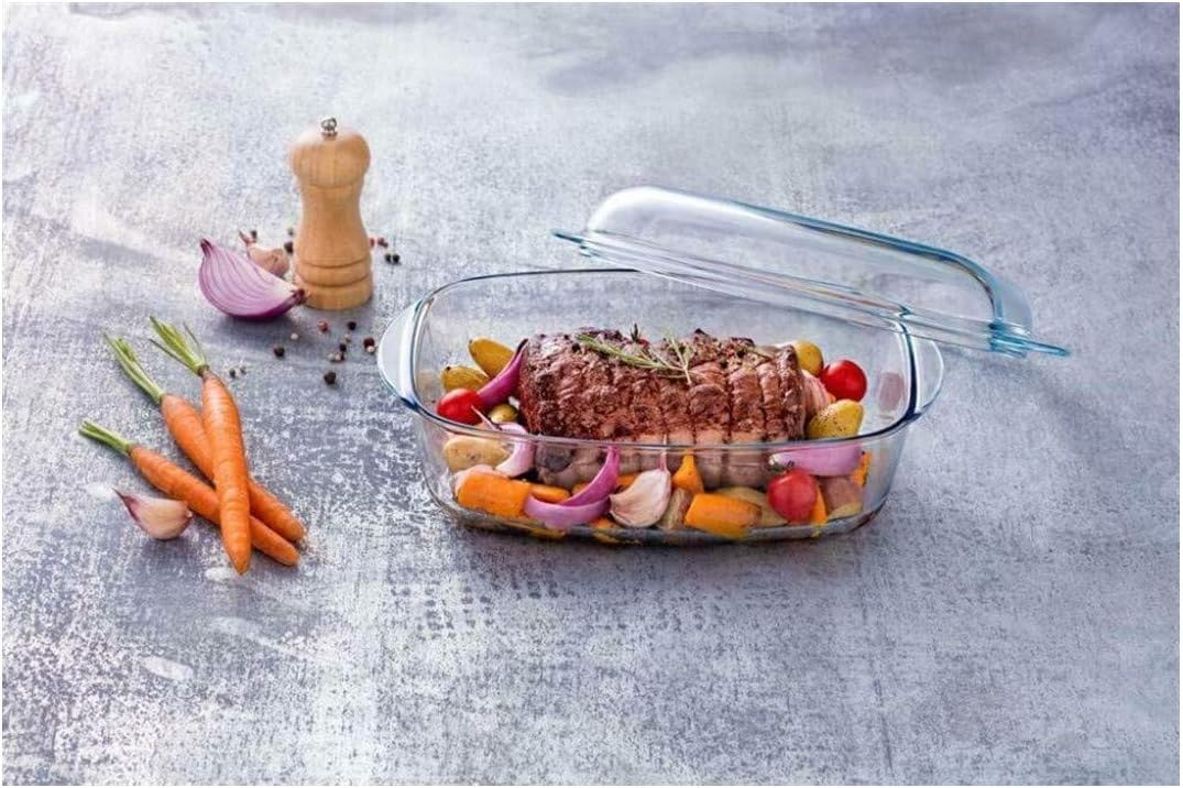 Pyrex 466000 Kasserolle eckig, Glas, 2,4 l Deckel
