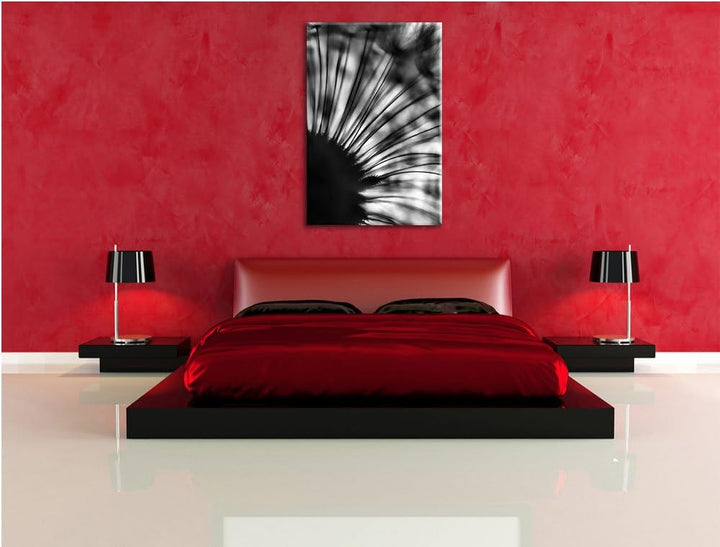 Pixxprint Monocrome, Pusteblume schwarz/weiss, Format: 100x70 auf Leinwand, 100x70