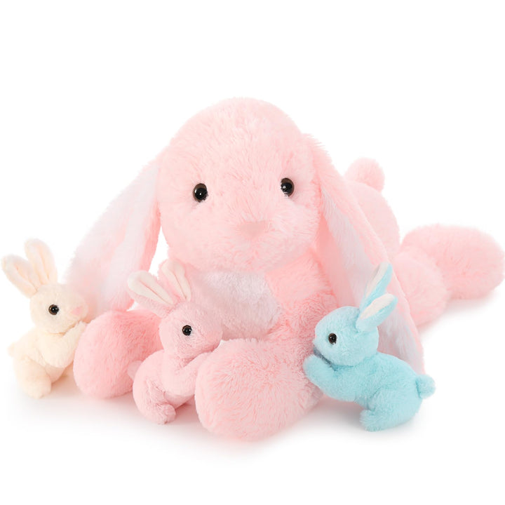 MorisMos gross Osterhase Kuscheltier XXL mit Baby im Bauch, 60cm lang Pink Hase plüschtier stofftier