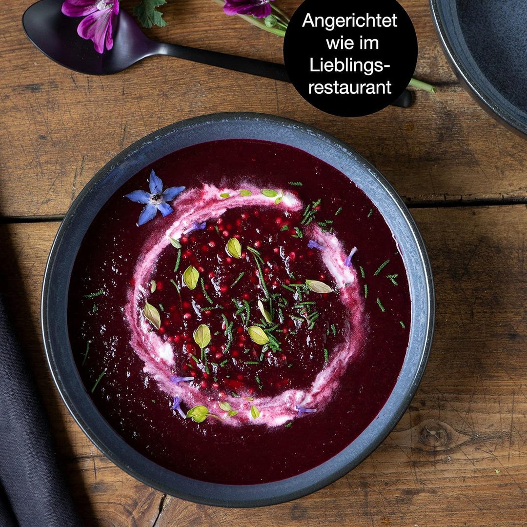Moritz &amp; Moritz VIDA 6er Suppen Teller Set Blau - Suppenteller für 6 Personen - Porzellan spülmaschi