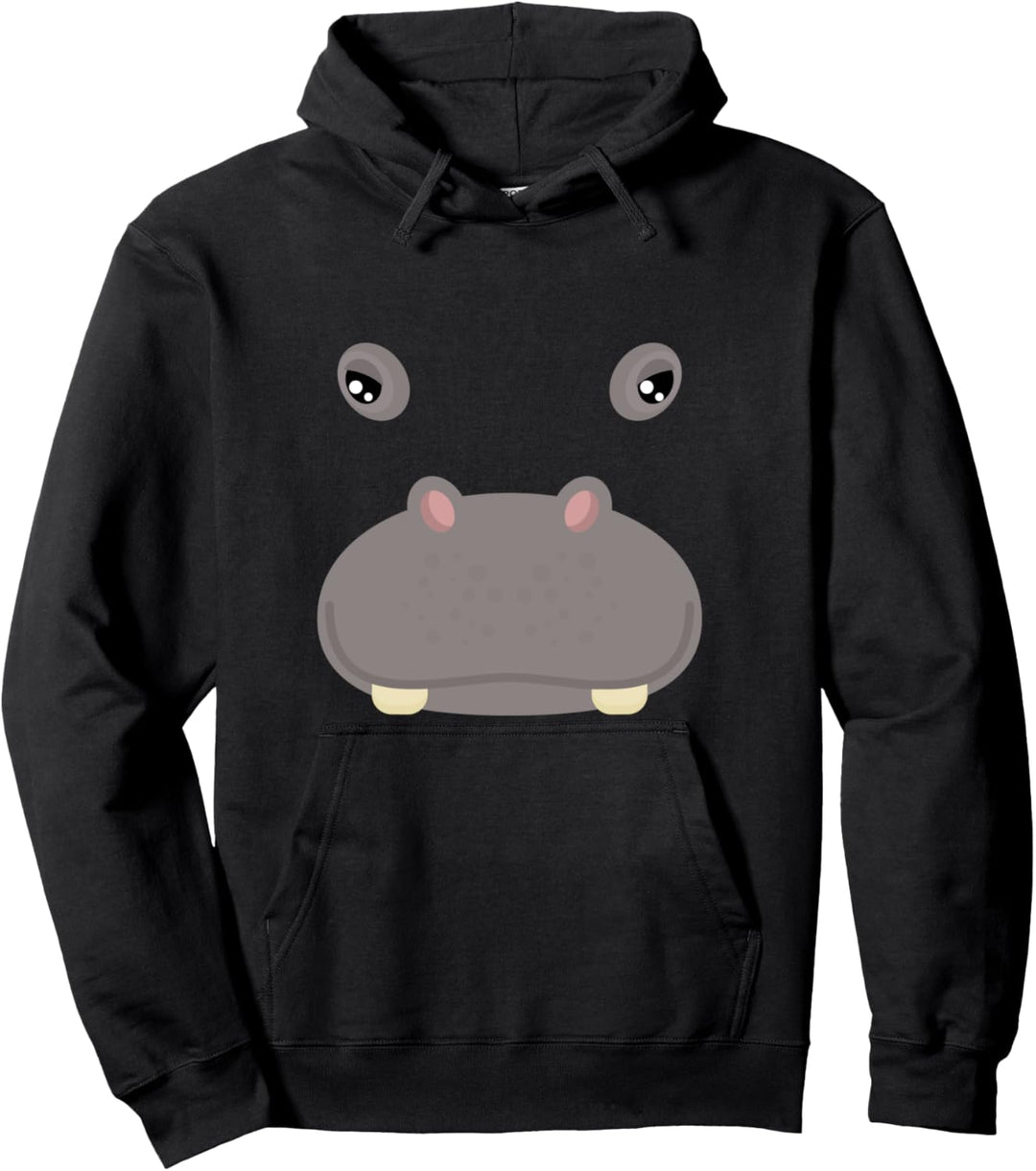 Nilpferd-Gesicht Kostüm Lustig Tiermotiv Karneval Halloween Pullover Hoodie
