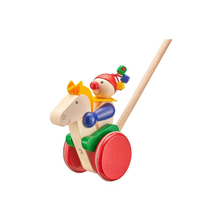 Selecta 62029 Trotto, Schiebefigur, Schiebe-und Nachziehspielzeug aus Holz, 17 cm