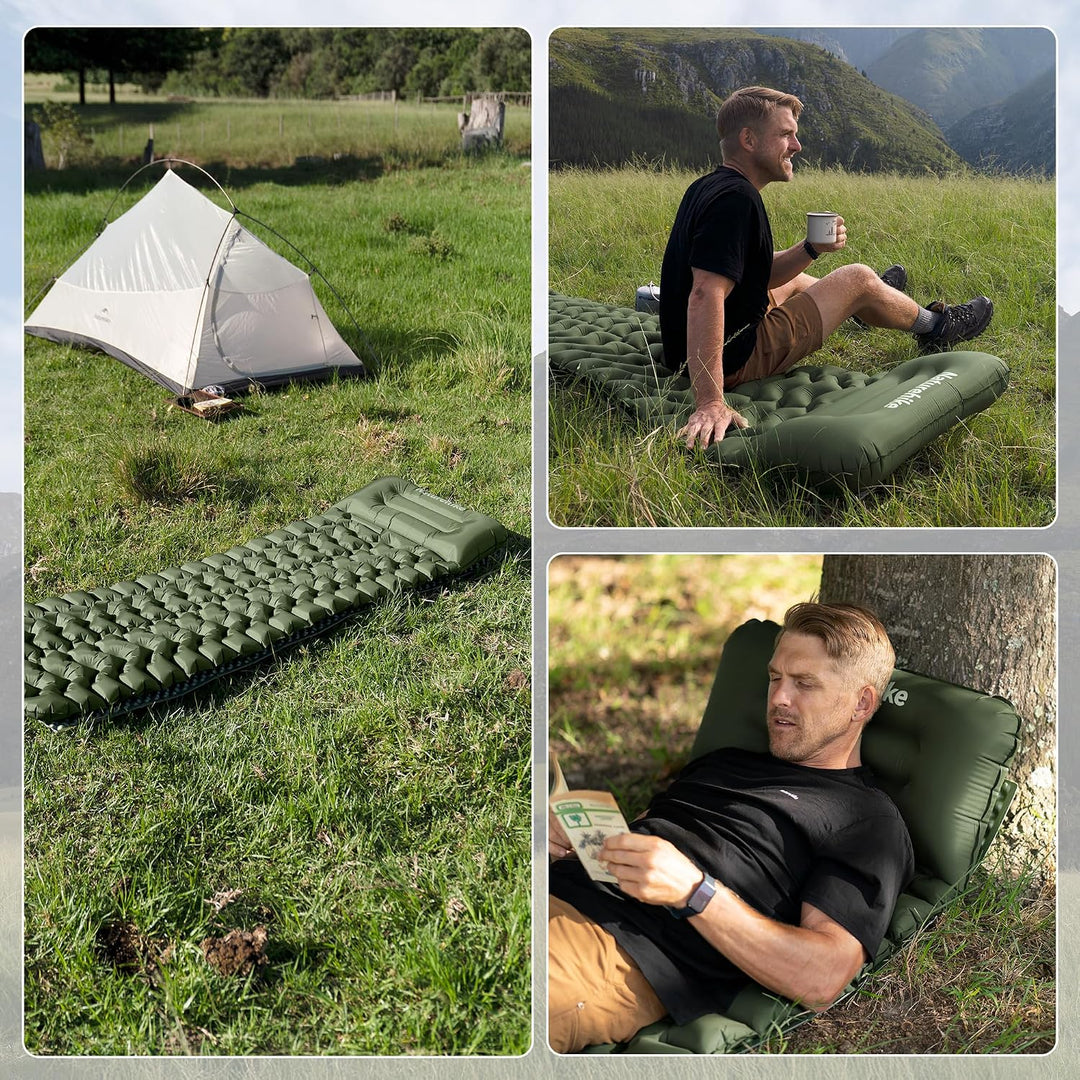 Naturehike Isomatte Camping, Ultraleicht Camping Luftmatratze mit Fusspumpe, Integrierte Luftpumpe i