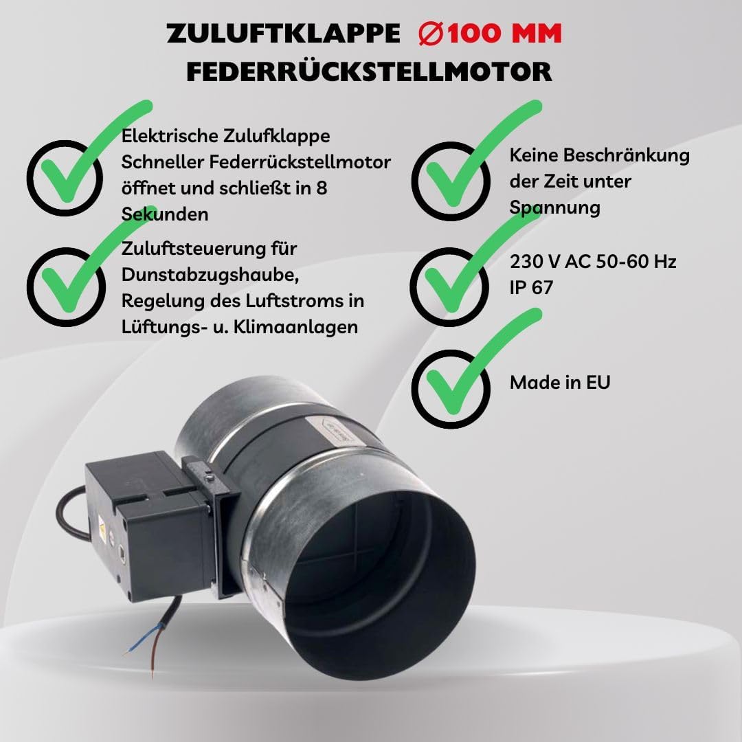 Schabus 201756 Zuluftklappe mit elektrischem Servomotor Ø100mm