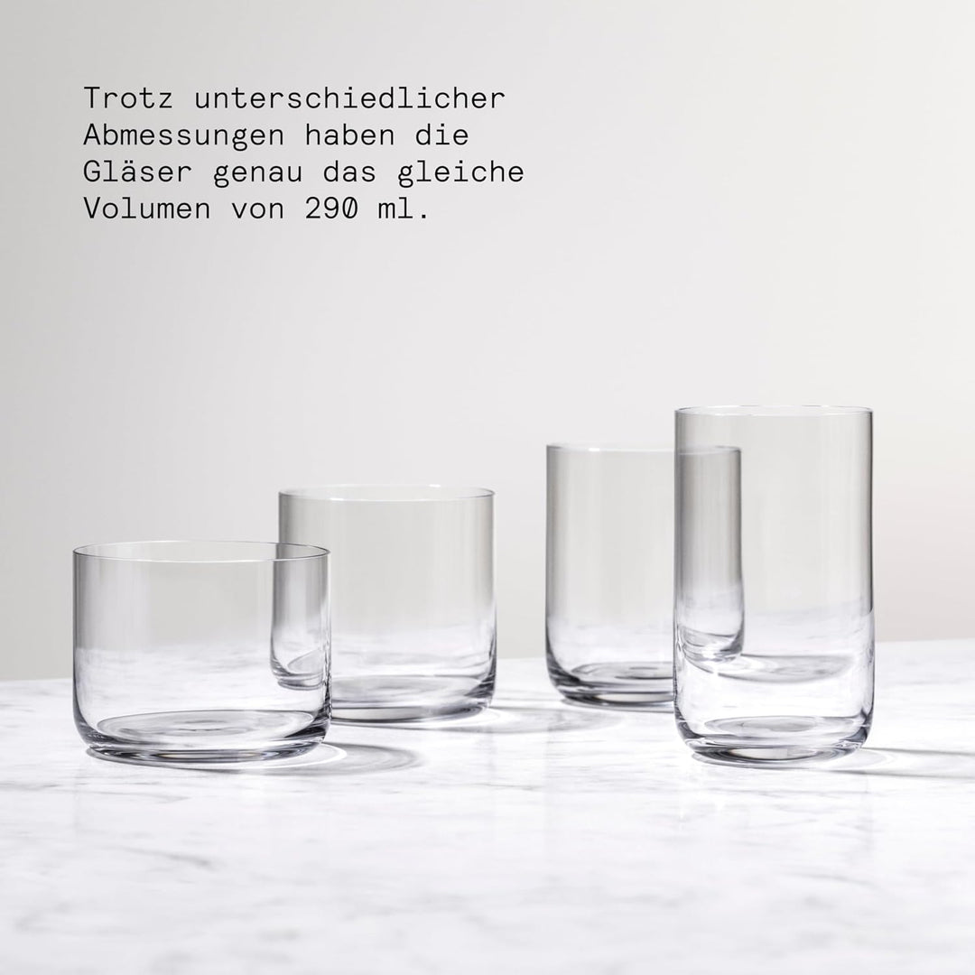 AARKE Nesting Glasses, Kristallglas 4 x 290 ml, Spülmaschinenfest Stapelbare Gläser, Stapelbare Gläs