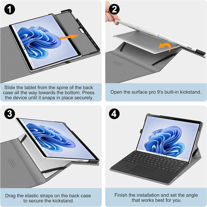 Fintie Hülle für Microsoft Surface Pro 9 13 Zoll (2022) - Multi-Sichtwinkel Hochwertigem Kunstleder