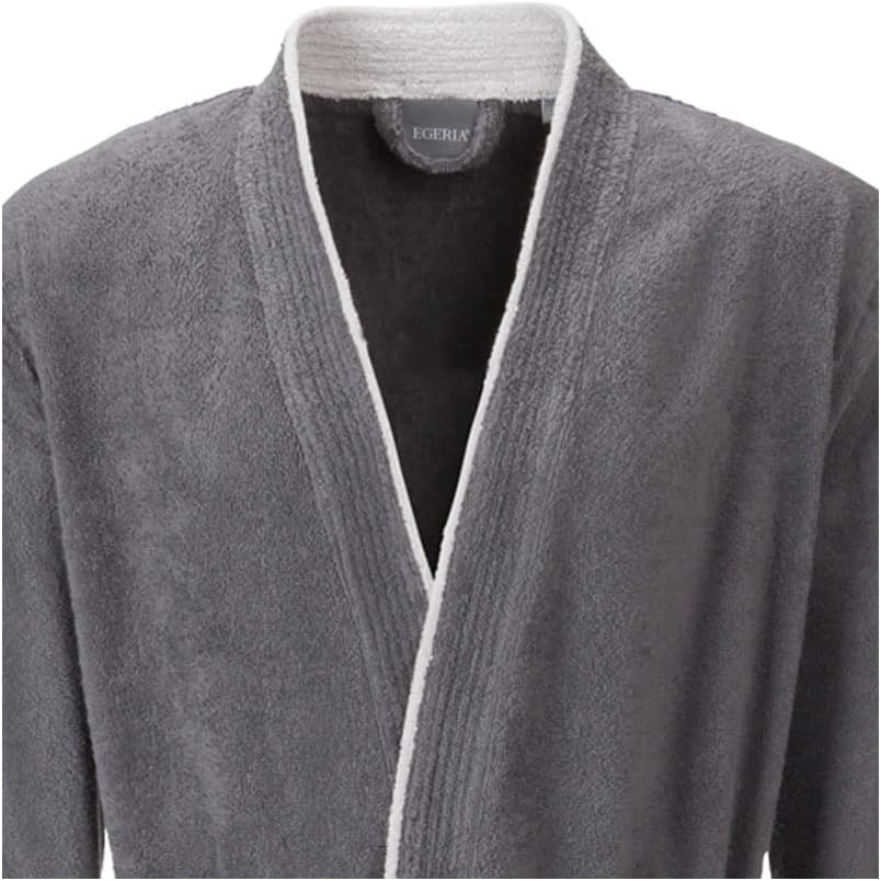 Egeria Nico graphit Herren Kimono Bademantel L 100% Baumwolle