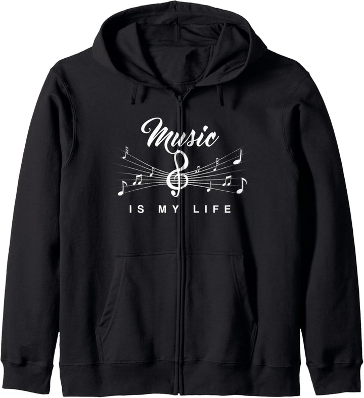 Music is my Life Musik Musiker Geschenk Notenschlüssel Kapuzenjacke