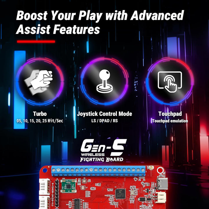 Brook Gaming Gen5W Fighting Board – Kabellose kompatible Controller-Platine für P5, PC &amp; Steam Deck