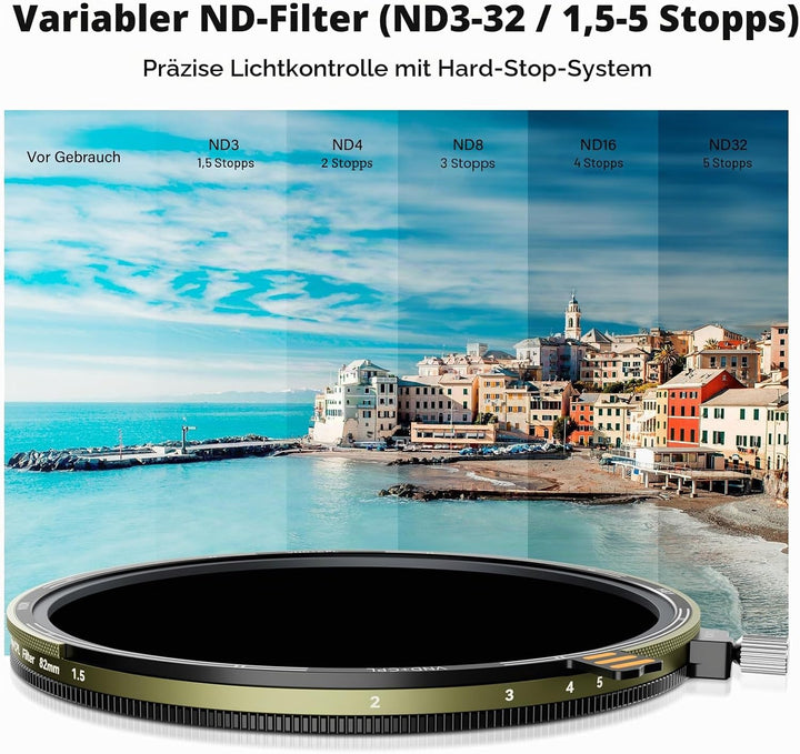 H&amp;Y Nova Magnetischer Variabler ND3-32 + CPL-Filter 82 mm, 2-in-1 VND (1,5–5 Blendenstufen) &amp; Zirkul