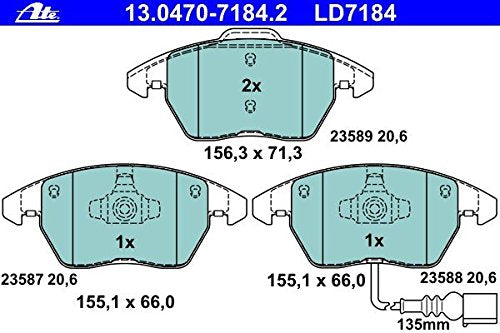 ATE 13.0470-7184.2 Bremsbelagsatz, Scheibenbremse Single, Single