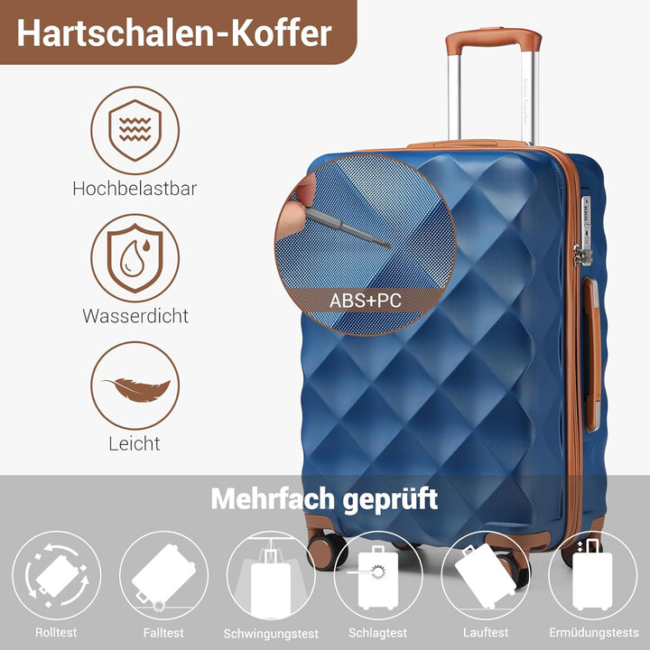 British Traveller Hartschalenkoffer Gross Handgepäck Koffer 73 * 47 * 30cm Reisekoffer Gross Koffer