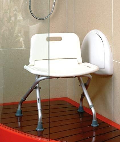 MSV 140702 MSV Duschsitz klappbar mit Rückenlehne höhenverstellbar, 45 x 31 x 68.5 cm
