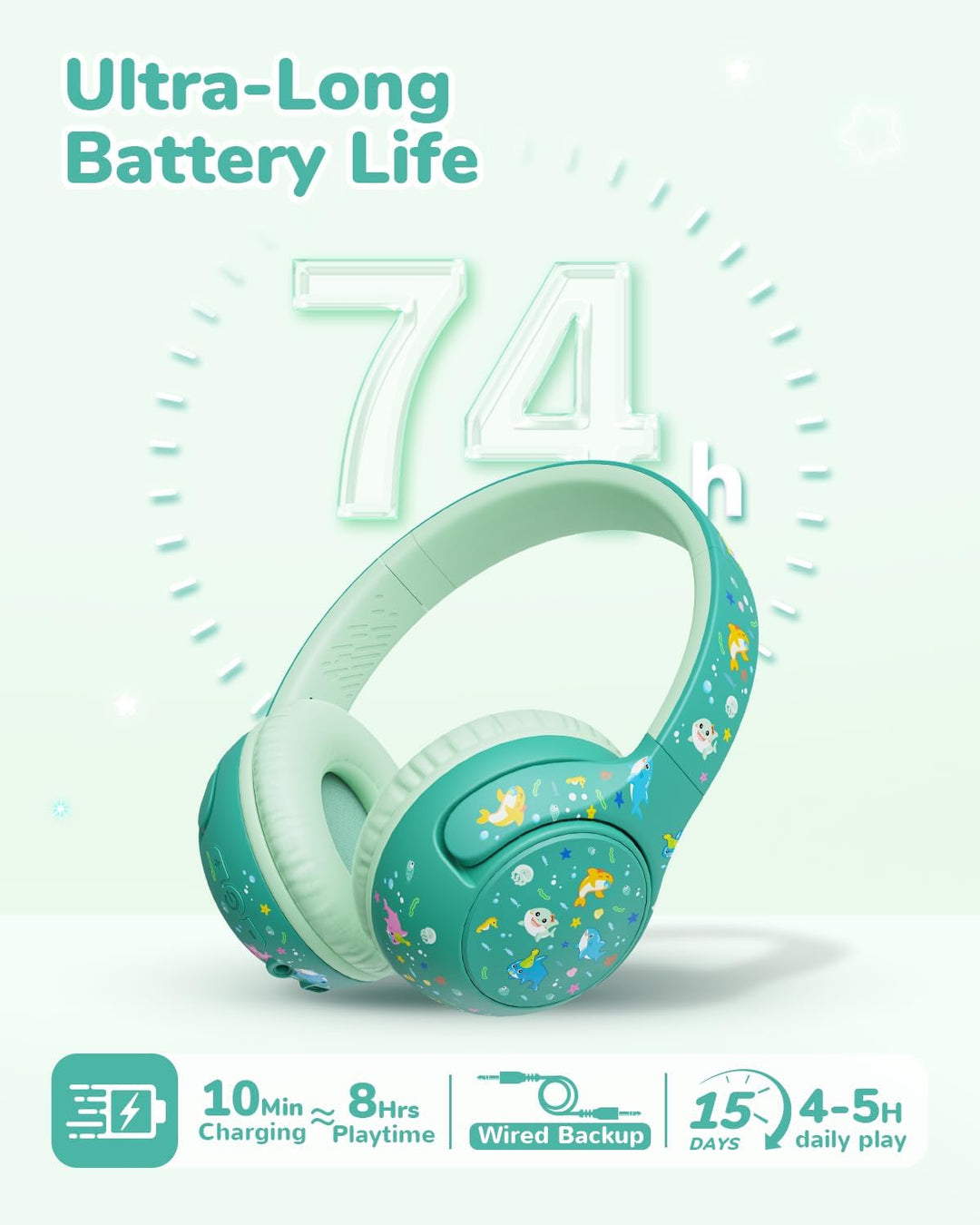 iClever Bluetooth Kopfhörer Kinder, 2+ Jahre alt CPC-Zertifiziert, 75/80dBA Sichere Begrenzte Lautst