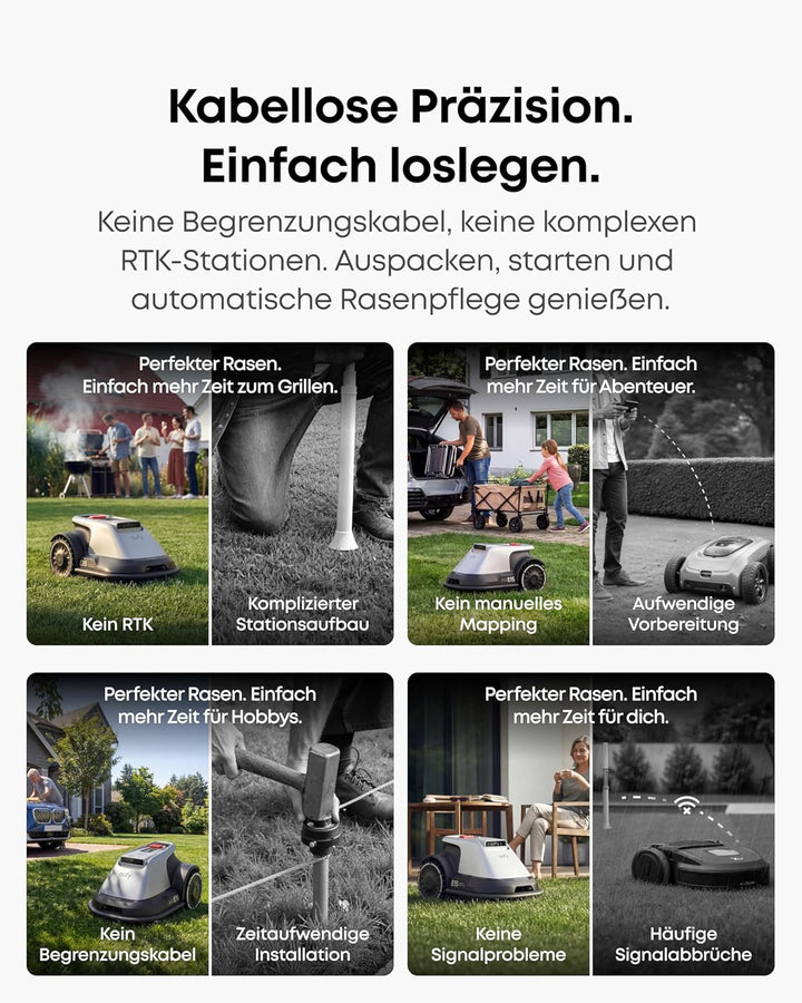 eufy E18 Mähroboter ohne Begrenzungskabel, ohne RTK & Signalausfälle, TrueVision Technologie, GNSS,