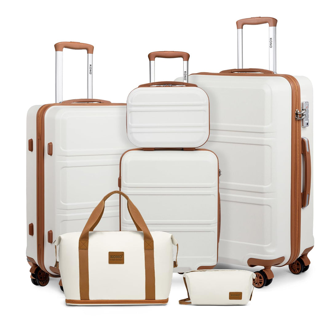 KONO Kofferset Reisekoffer Set Gepäcksets 6 Teilig, Koffer Set mit Beautycase Kosmetikkoffe mit Hand