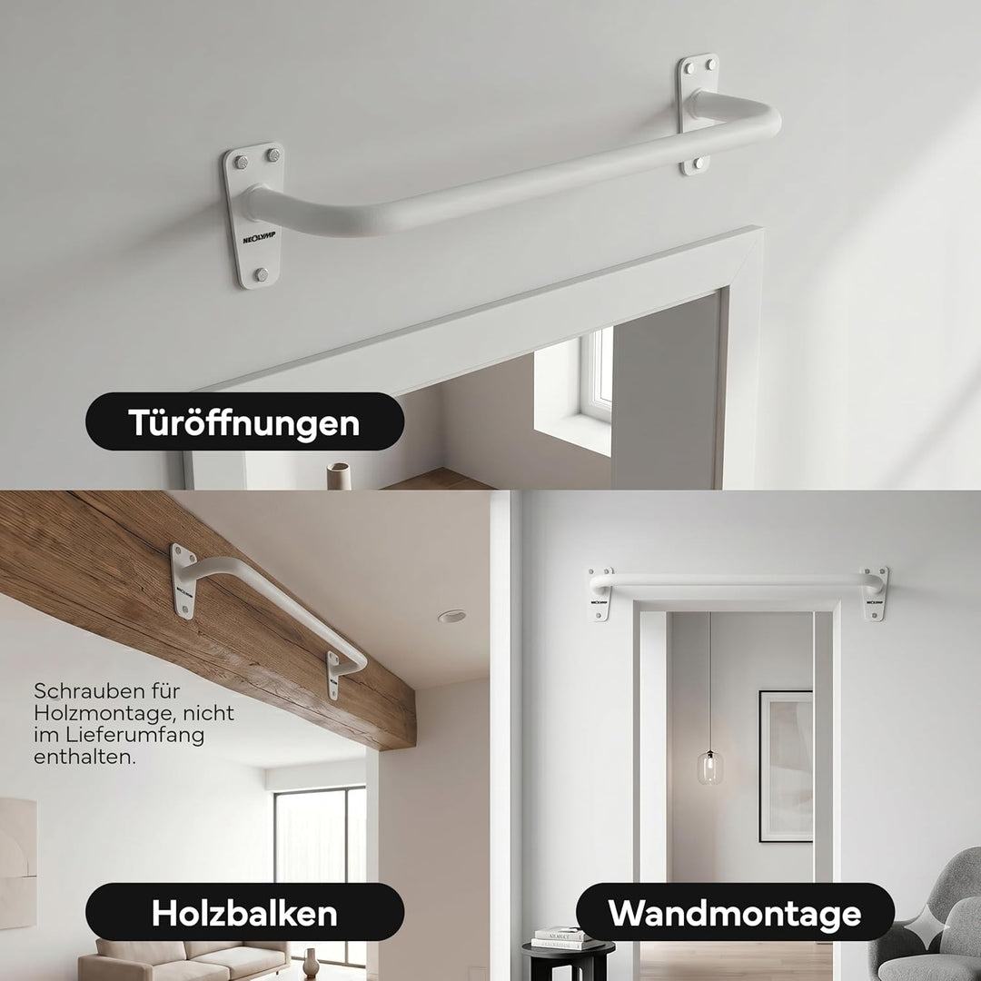 NEOLYMP Klimmzugstange Wandmontage bis 200kg – Stabile Pull Up Bar aus Premium Stahl für Home Gym, O