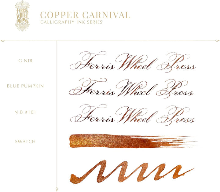 Ferris Wheel Press, Calligraphy Ink, Vivid deep amber with gold shimmer, 28ml Vivid deep amber with