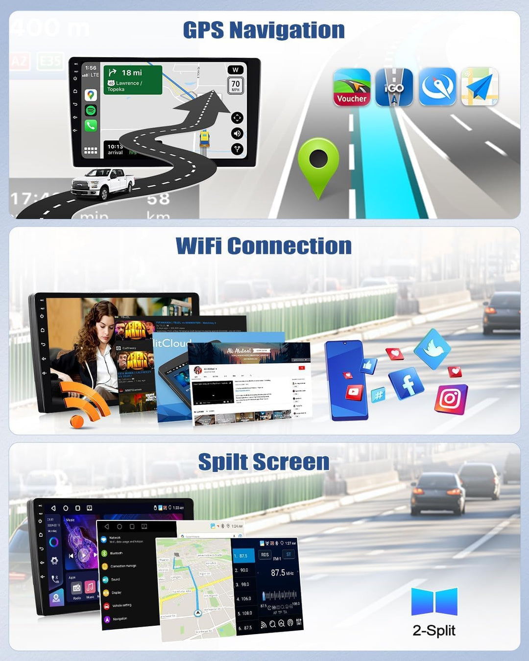 4G+64G CAMECHO Android 13 Autoradio für FIAT 500L 2013-2018 mit Navi Carplay Android Auto, 7 Zoll Bi