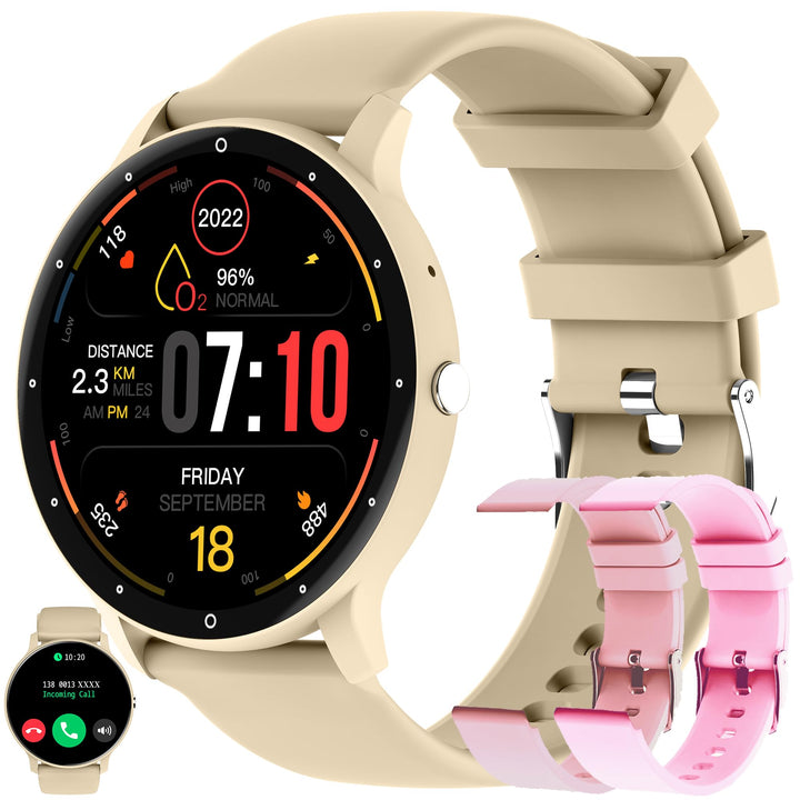 Smartwatch Damen mit Telefonfunktion, 5ATM Wasserdicht 123 Sportmodi Fitnessuhr Aktivitätstracker, 1