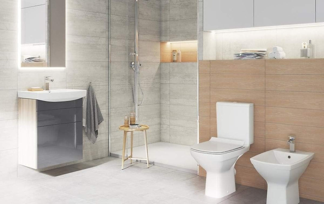 VBChome Keramik Stand WC Toilette Komplett Set Keramik WC- Sitz aus Duroplast mit Absenkautomatik So