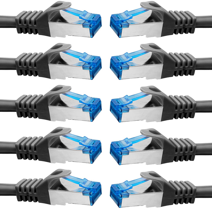 BIGtec - 10 Stück - 15m CAT.7 Gigabit Patchkabel Netzwerkkabel schwarz Kupferkabel Patch Ethernt LAN