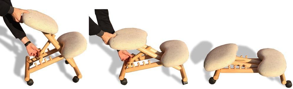 cinius Ergonomischer Stuhl Orthopädischer Kniestuhl Computerstuhl Kniehocker Stoff Natural Farbe, Na