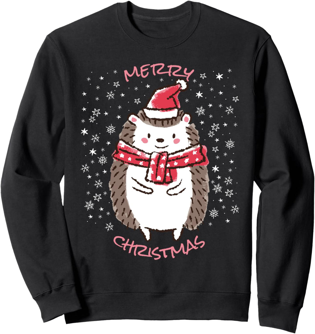 Merry Christmas süsser Igel mit Weihnachtsmütze - Weihnachten Sweatshirt