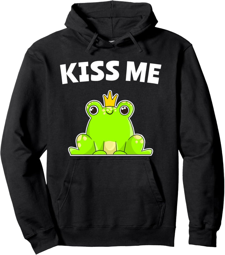 Froschmotiv Lustiger Frosch Sprüche Küss Mich Pullover Hoodie