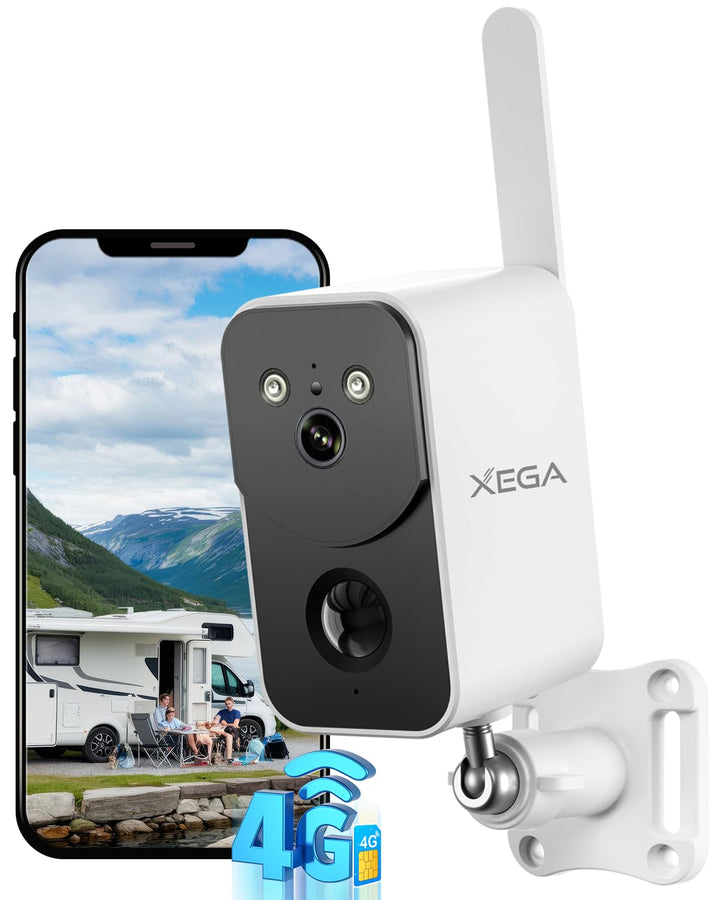Xega 4G LTE Überwachungskamera mit SIM Karte 10000mAh Akku – Drahtlose Aussen Innen Tragbare Kamera