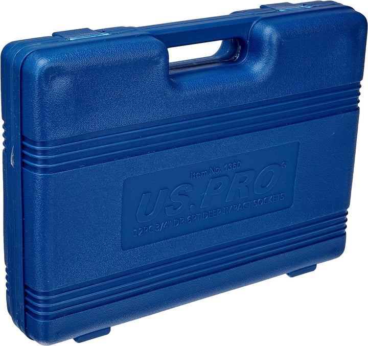 US PRO B1360 12 Stück 3/4 Zoll Dr Metric Cr-V Deep Impact Stecknüsse 6-polig, 0,01 V