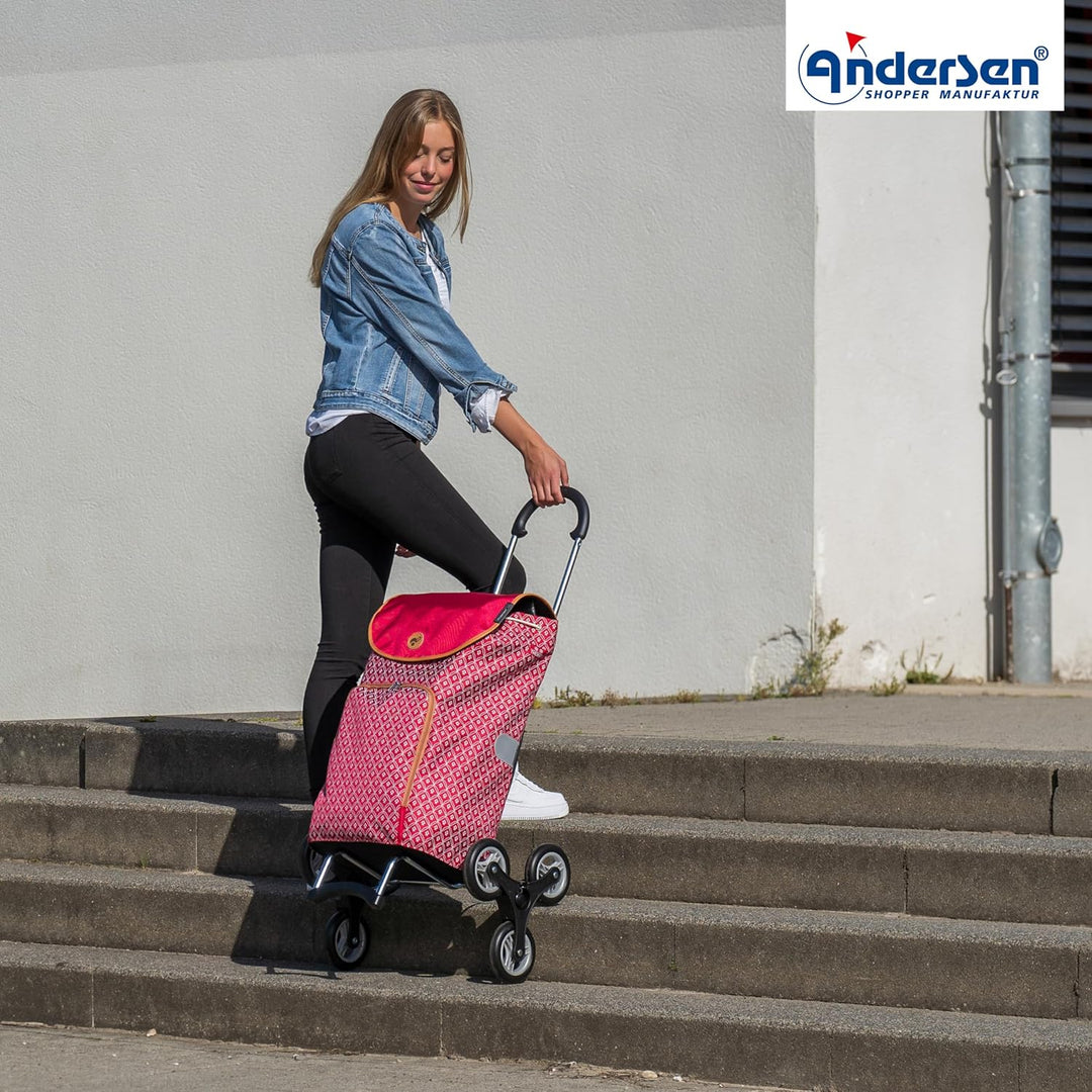 ANDERSEN Einkaufstrolley - Treppensteiger Scala Shopper Famke rot | ideal für Treppen, klappbar, aus