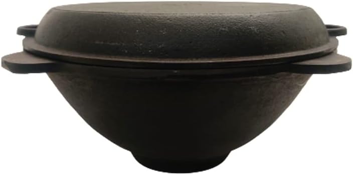 Grillpeter Kazan Gusseisen 12 Liter Deckel-Pfanne Kasan mit glattem Boden