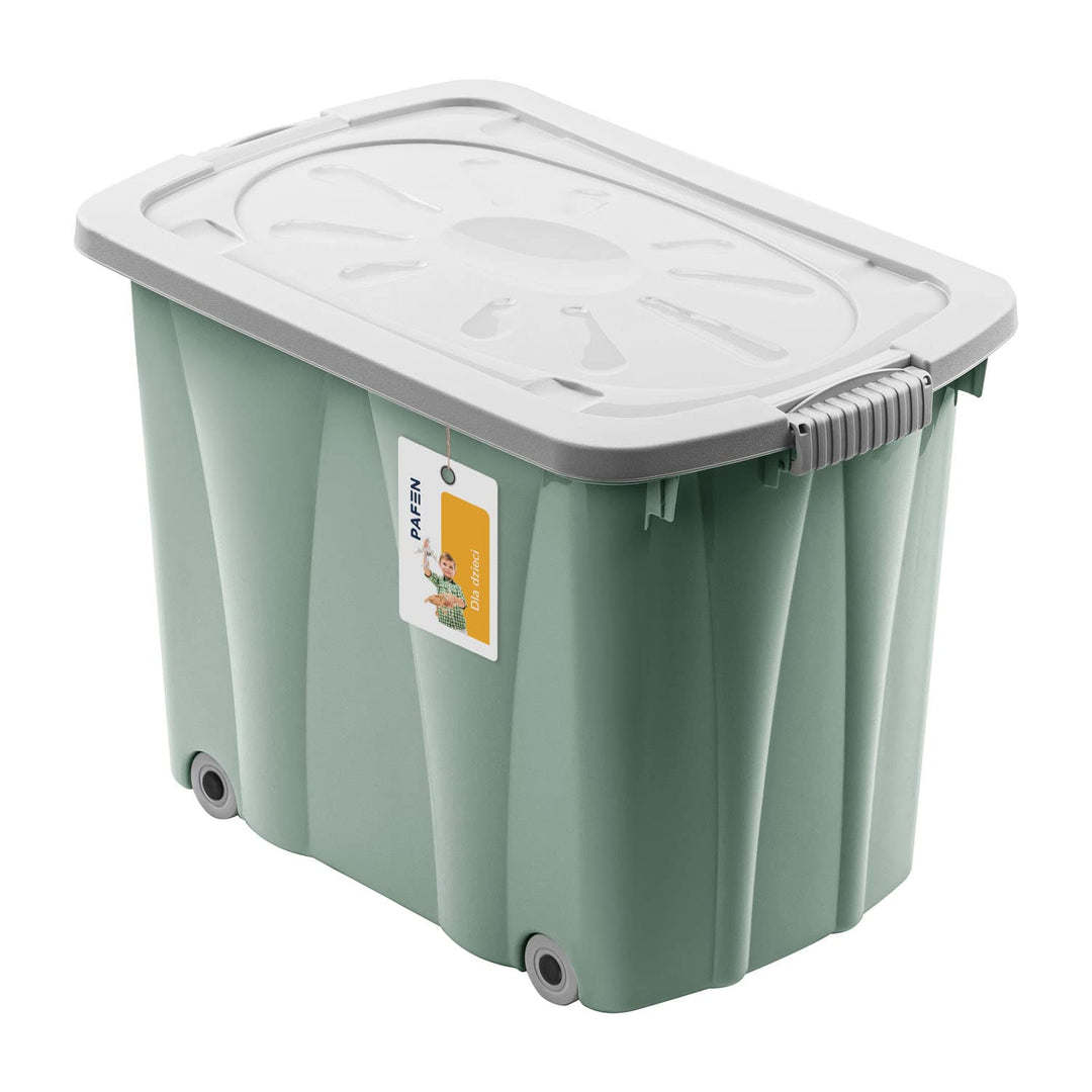 PAFEN Piraten Spielzeugkiste 62l mit Rollen - Schatzkiste 58 x 42 x 37,5cm - Spielzeugbehälter mit D
