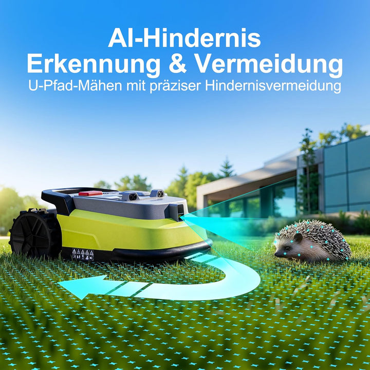 M10 Rasenmäher Roboter, Mähroboter ohne Begrenzungskabel für Rasenflächen bis 1000m², Vision+RTK Fus