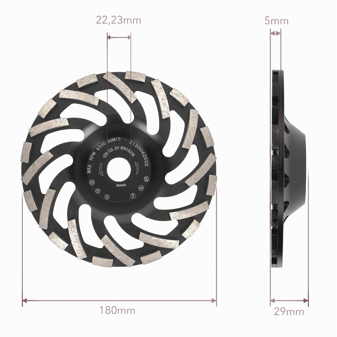 PRODIAMANT Diamant-Schleiftopf 180 mm x 22,2 mm Turbo ST91 Diamantschleifscheibe Asphalt Estrich Pro