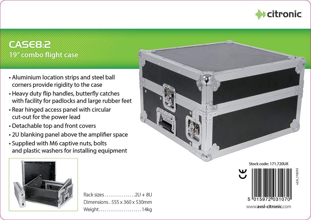 Citronic Kombi-Flightcase, 48,3 cm, 2U + 8U