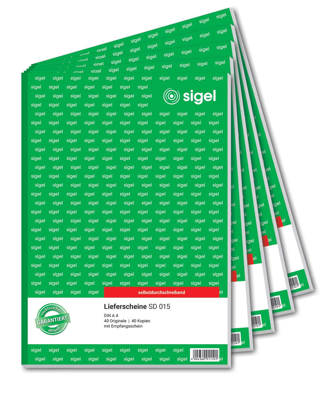 SIGEL SD015/5 Lieferscheine A4, 2x40 Blatt, selbstdurchschreibend, 5er Pack selbstdurchschreibend, 2