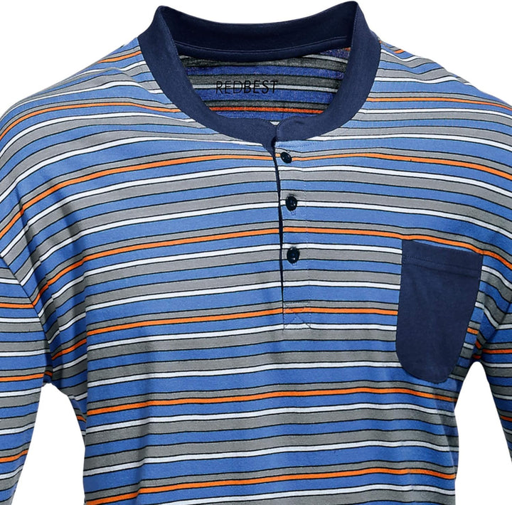 REDBEST Herren-Schlafanzug Single-Jersey Hellblau 56, Hellblau 56