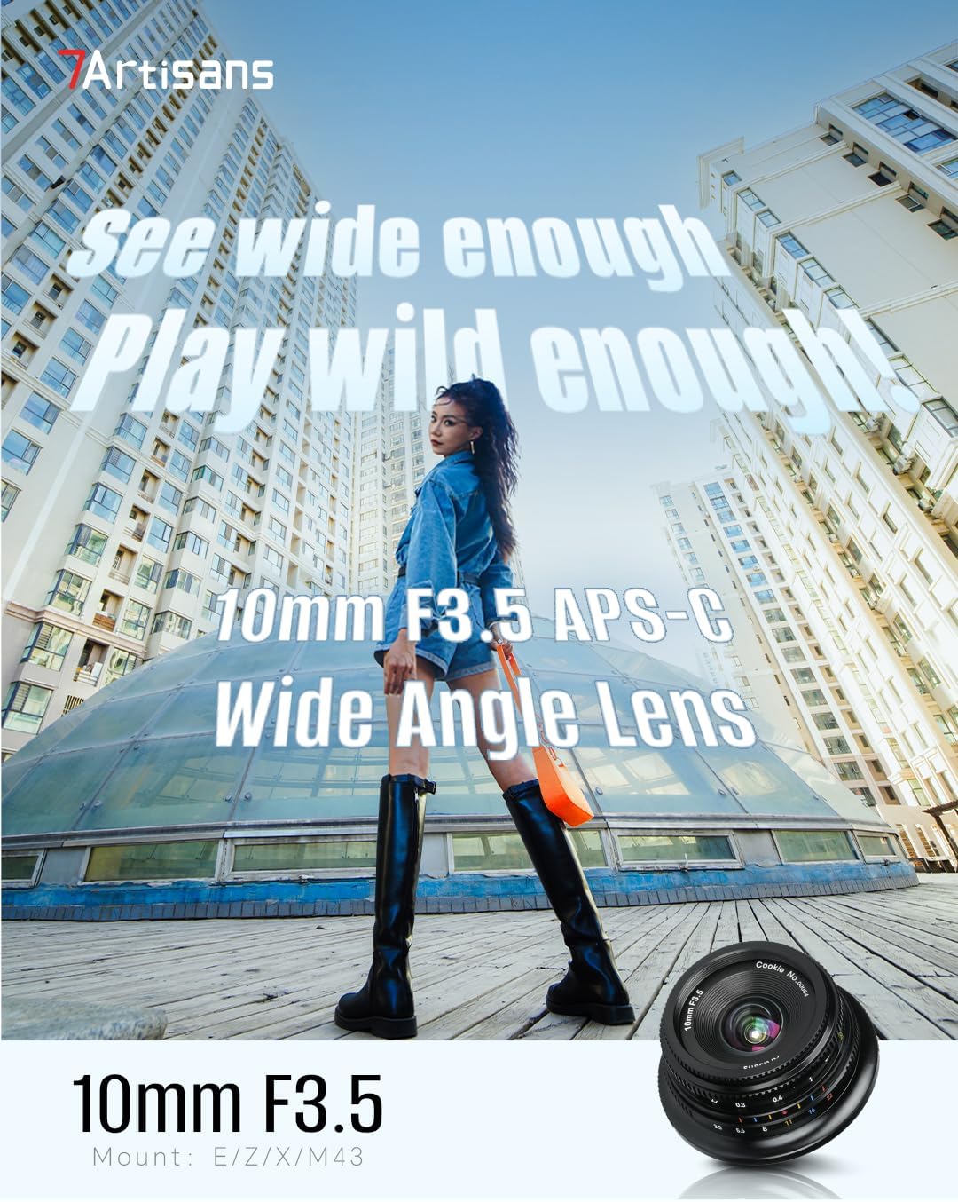 7artisans 10mm F3.5 APS-C Weitwinkel Objektiv für Fuji X, Manueller Fokus Wide-Angle Lens X Mount Ko