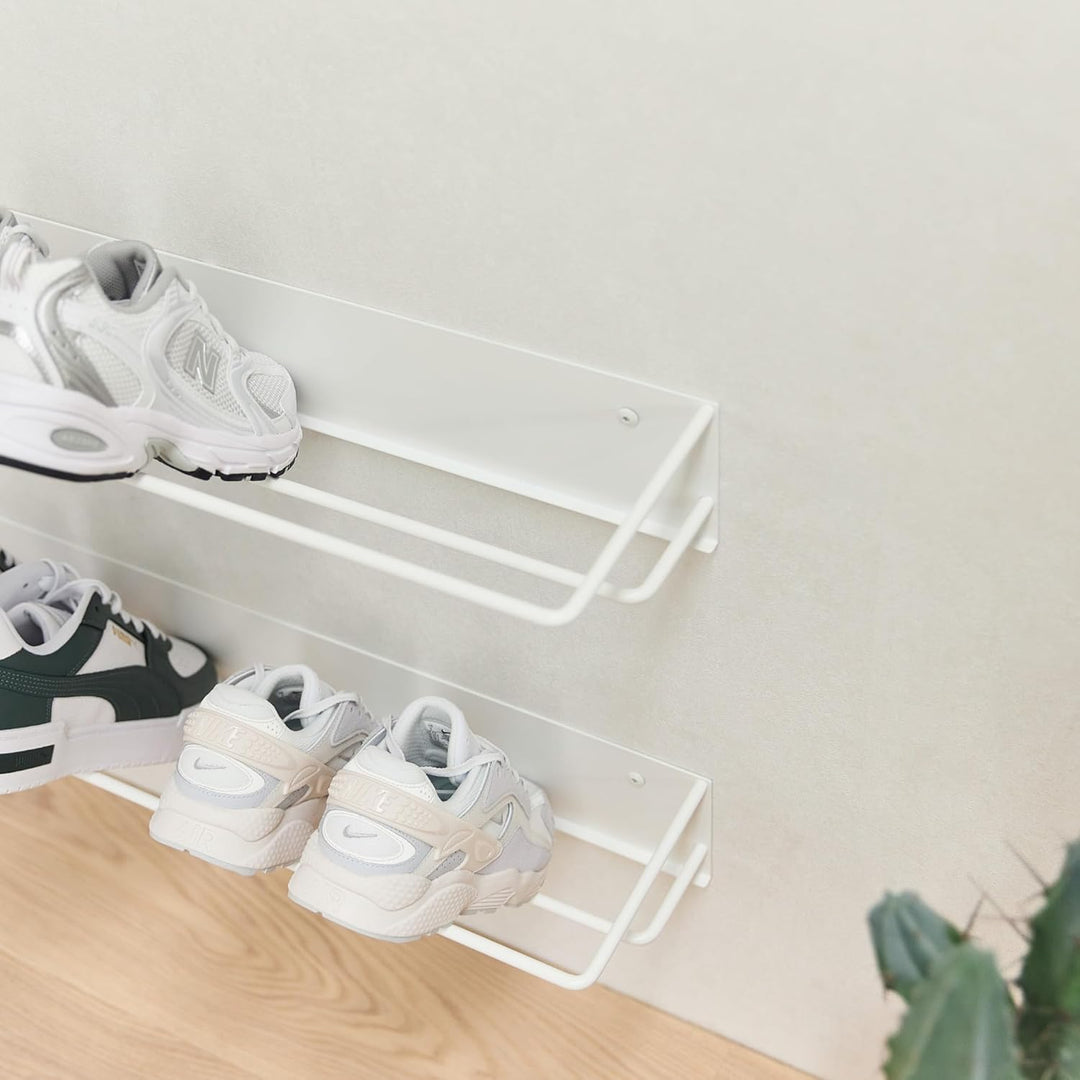 Elegantes Schuhregal Metall (Verkehrsweiss 2er Set) „INN“ – Moderne Schuhaufbewahrung Schuhablage im