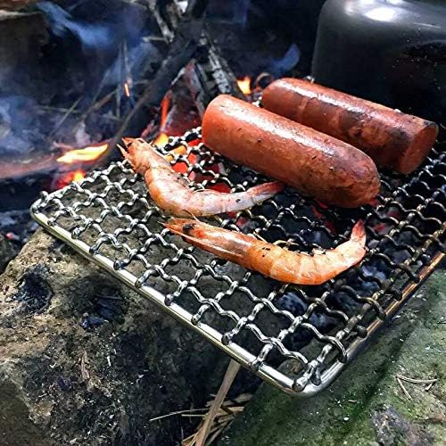 Rayeeley Bushcraft Grills Backpacker Grills, Lagerfeuer Kochen, Grillrost, hochfeste Outdoor-Netzaus