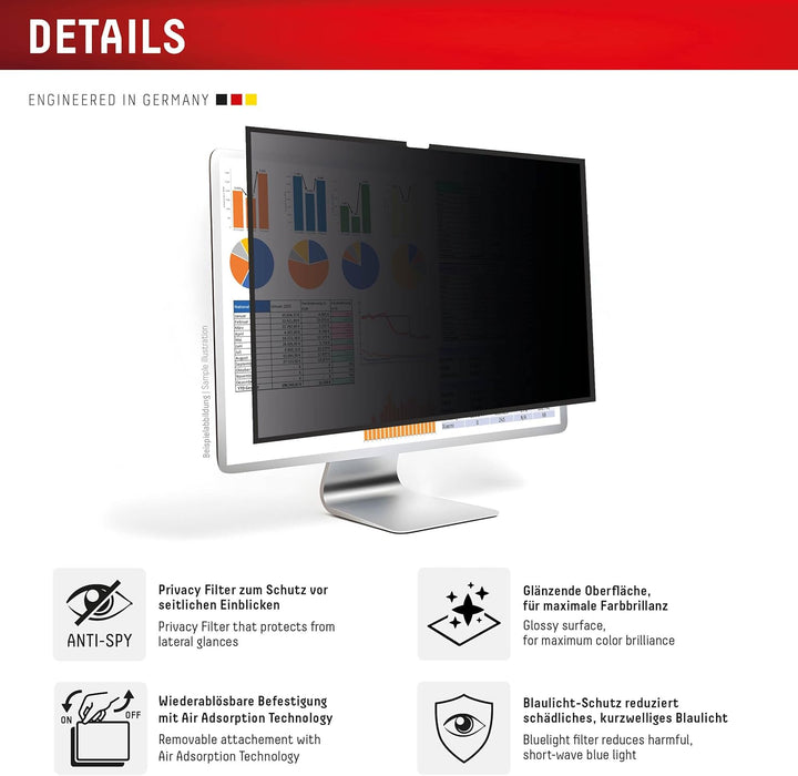 Displex PRIVACY SAFE Magnetischer 2-Wege Blickschutzfilter für Apple (iMac 24" M1 (2021)/ M3 (2023)/